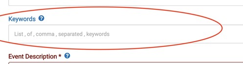 Image with "keywords" circled in red. 