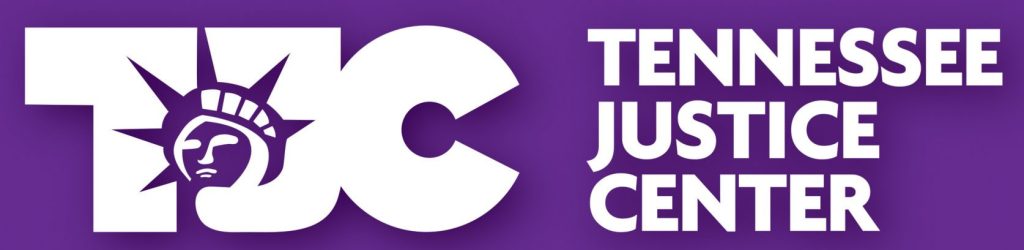 TJC logo with purple background and text, "TENNESSEE JUSTICE CENTER."